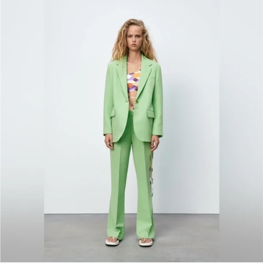 Zara Mint Green Straight Leg Pants Size XS New With Tags - Picture 7 of 8